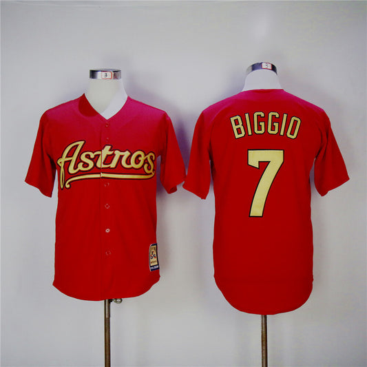 Houston Astros #7 Craig Biggio Astros 7 Red Inverted New Retro