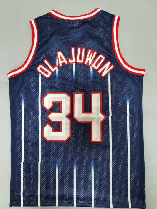 Houston Rockets #34 Hakeem Olajuwon 1996-97 throwback jersey navy Style 1