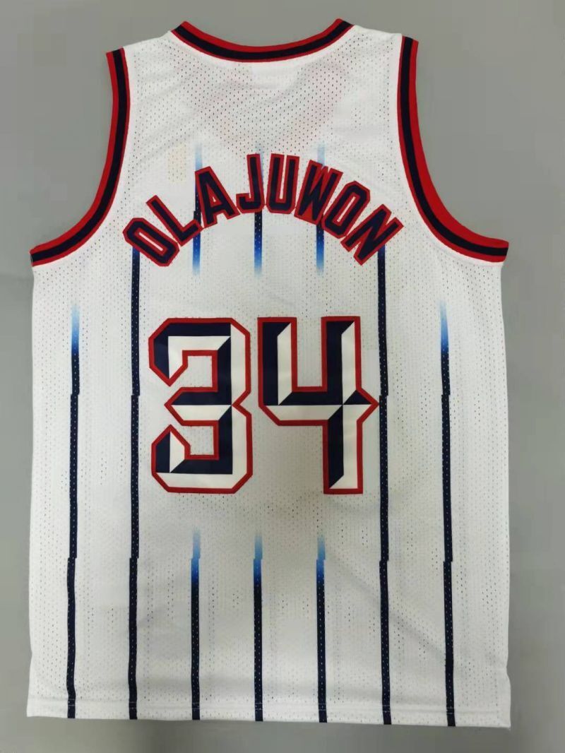Houston Rockets #34 Hakeem Olajuwon 1996-97 throwback jersey white Style 2