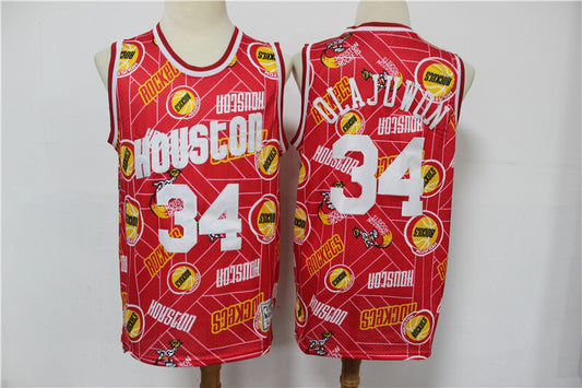 Houston Rockets #34 Hakeem Olajuwon Rockets 34 # Red Edition Limited Retro Jersey --hwc jersey tear up pack