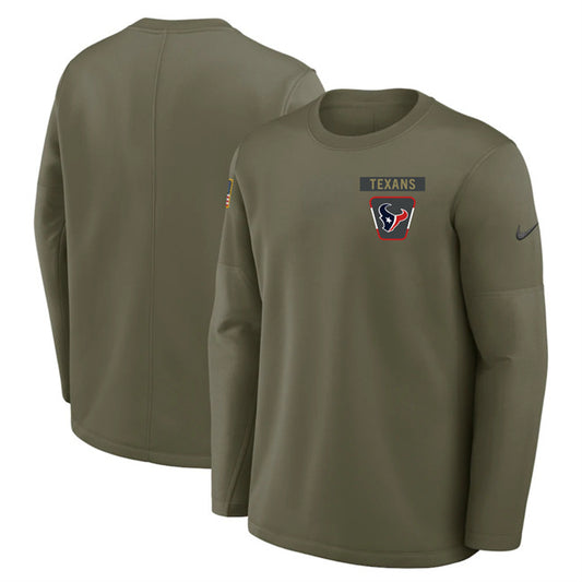 Houston Texans Olive 2025 Salute to Service Sideline Coaches Therma-FIT Long