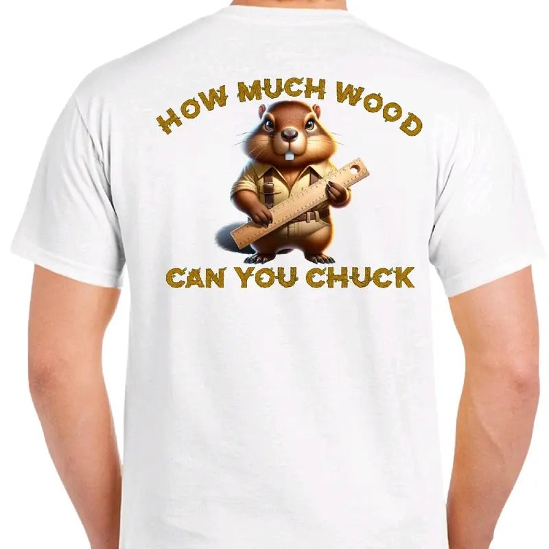 How Much Wood Can You Chuck? Men's funny T-shirt Menswear Casual humorous Hoodie, Sweatshirt | InkThreadWorks.com