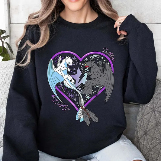 How to Train Your Dragon Toothless Night Fury Light Fury Sweatshirt, Cute Toothless Couple Matching T-Shirt Hoodie