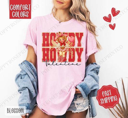 Howdy Valentine Shirt Comfort Colors, Valentine's Day Women's Tee, Cute Women's Tshirt Hoodie, Sweatshirt