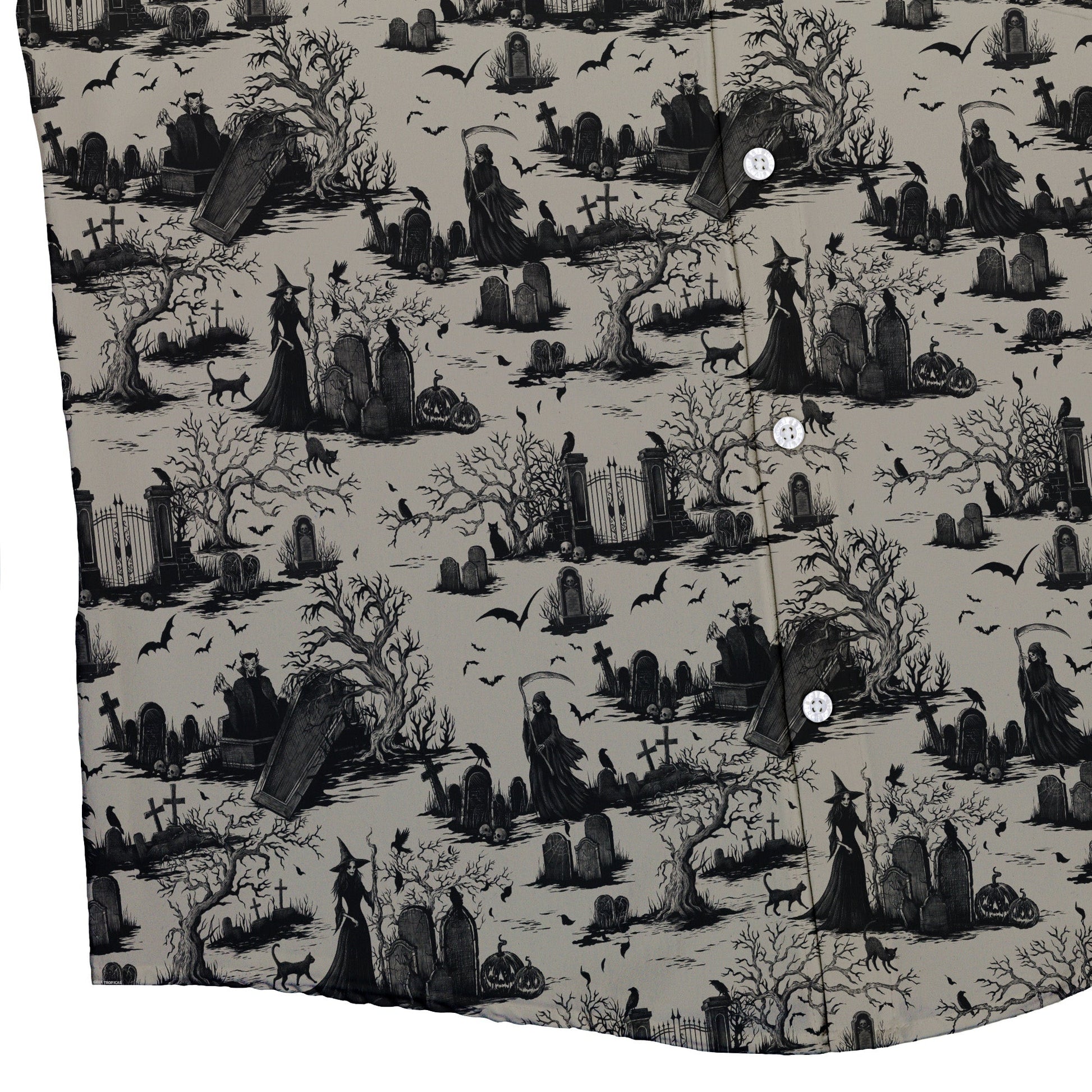 Haunted Graveyard Dark Button Up Shirt