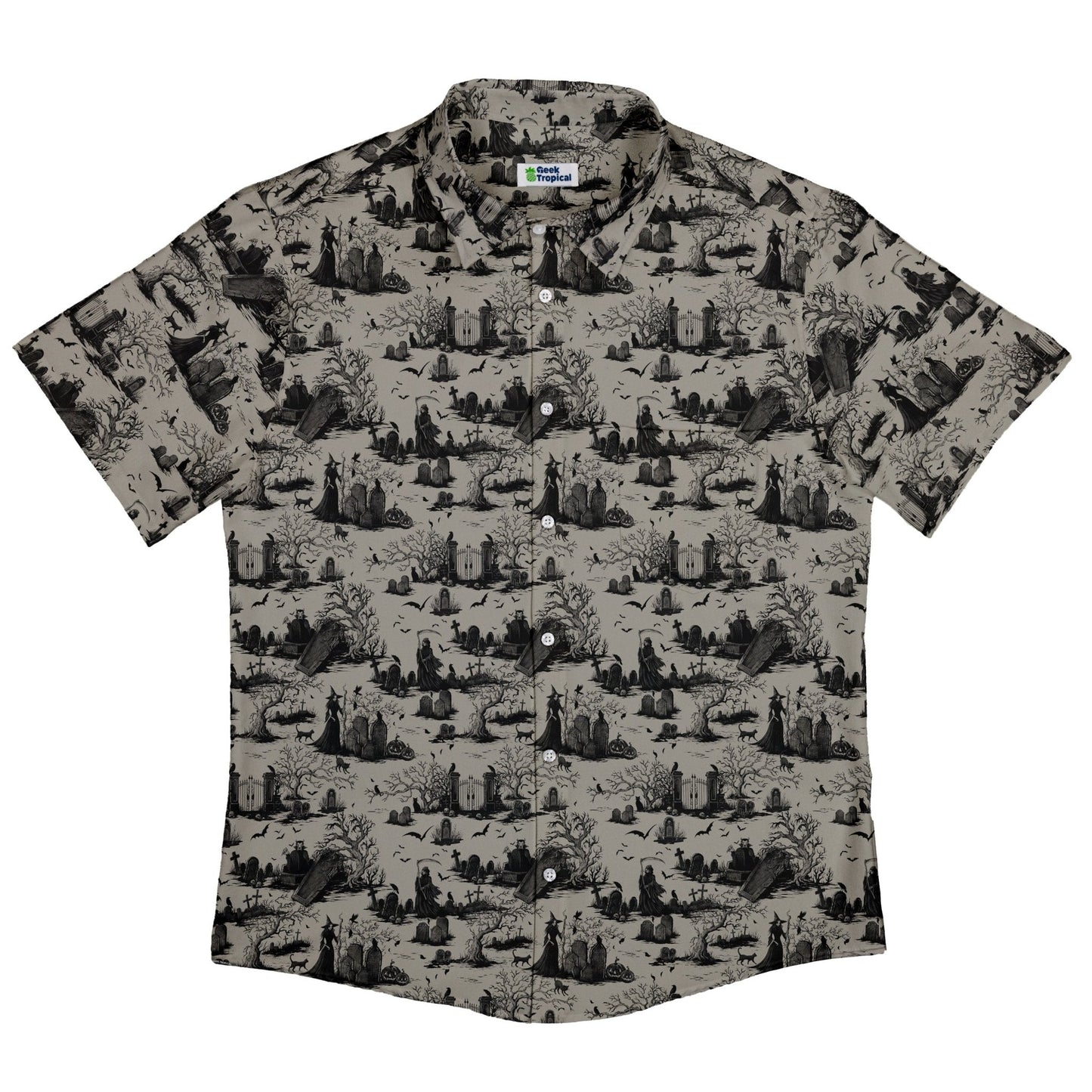 Haunted Graveyard Dark Button Up Shirt