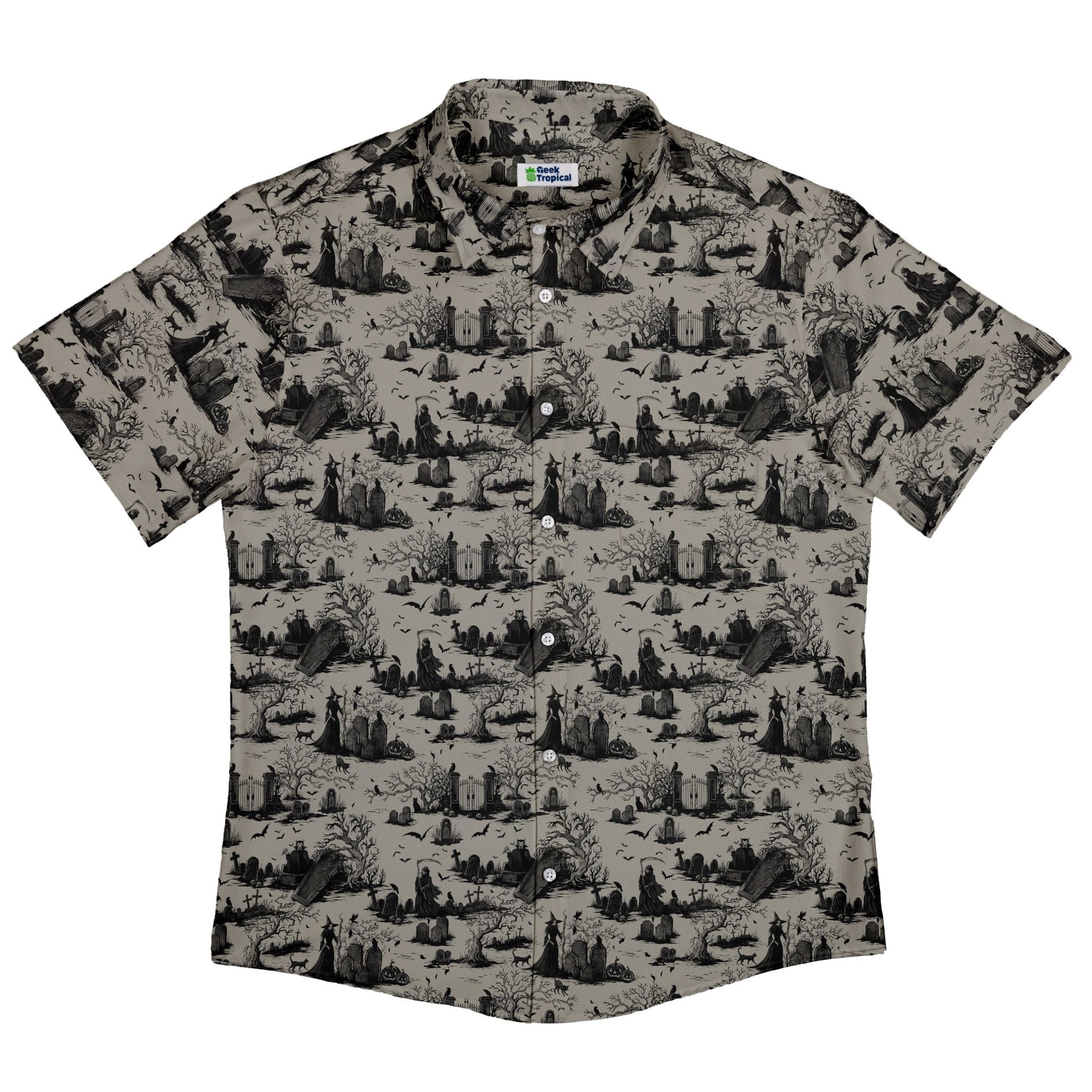 Haunted Graveyard Dark Button Up Shirt