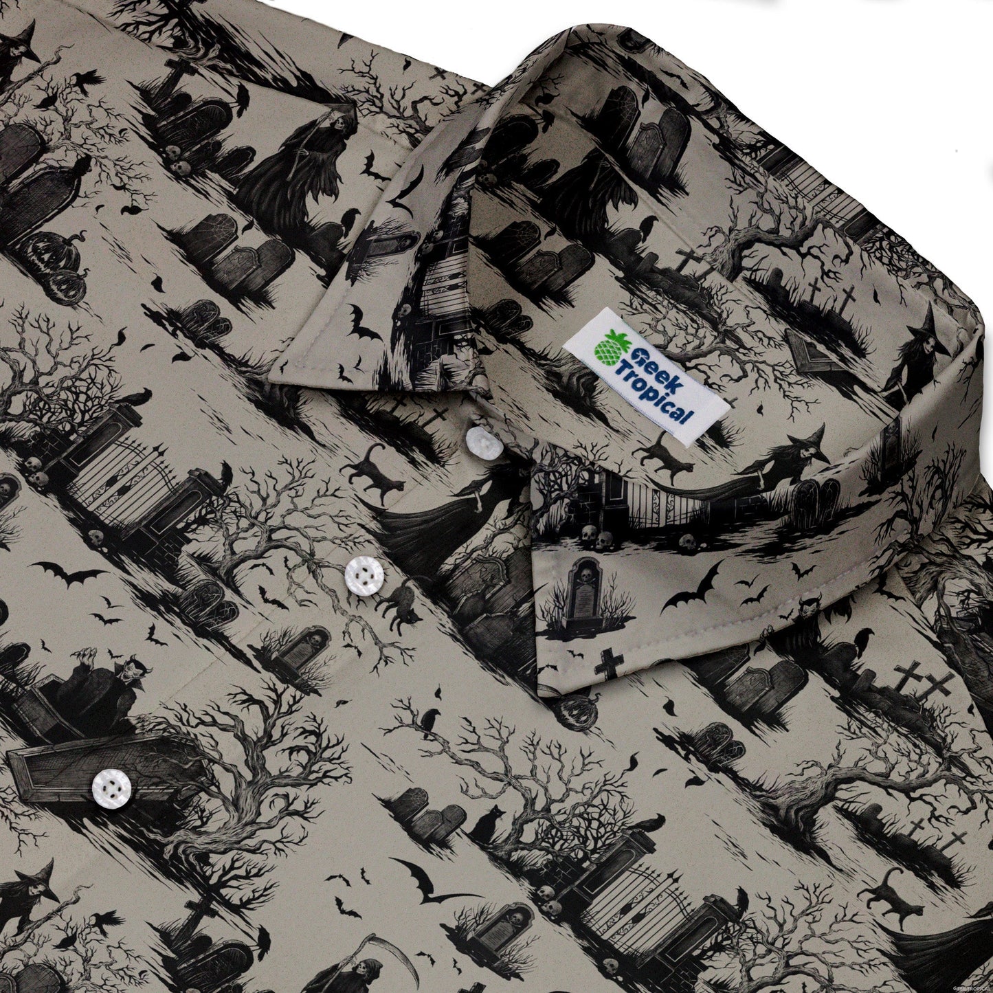 Haunted Graveyard Dark Button Up Shirt