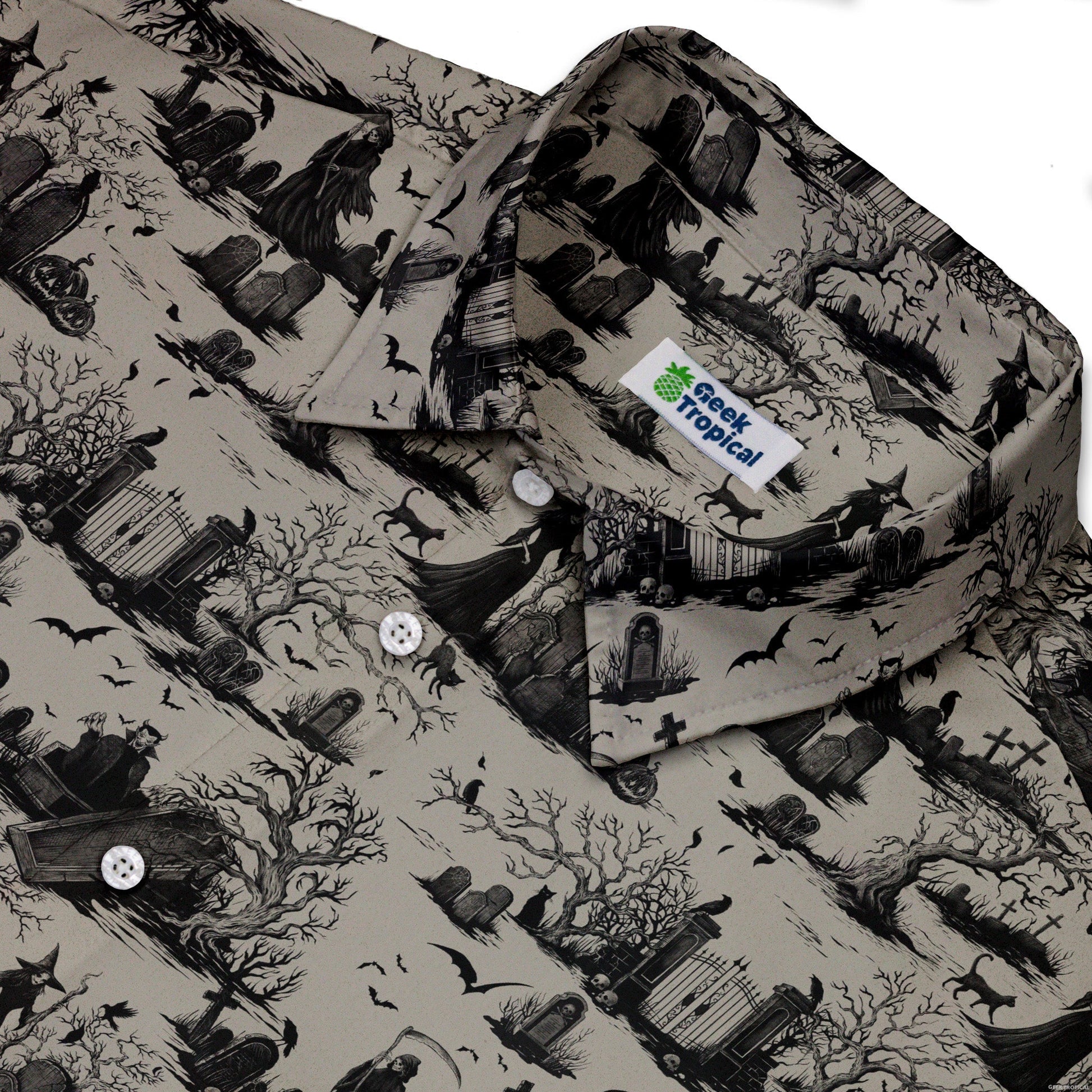 Haunted Graveyard Dark Button Up Shirt