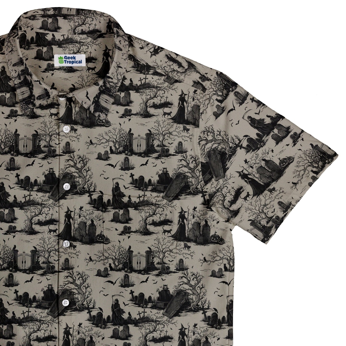 Haunted Graveyard Dark Button Up Shirt