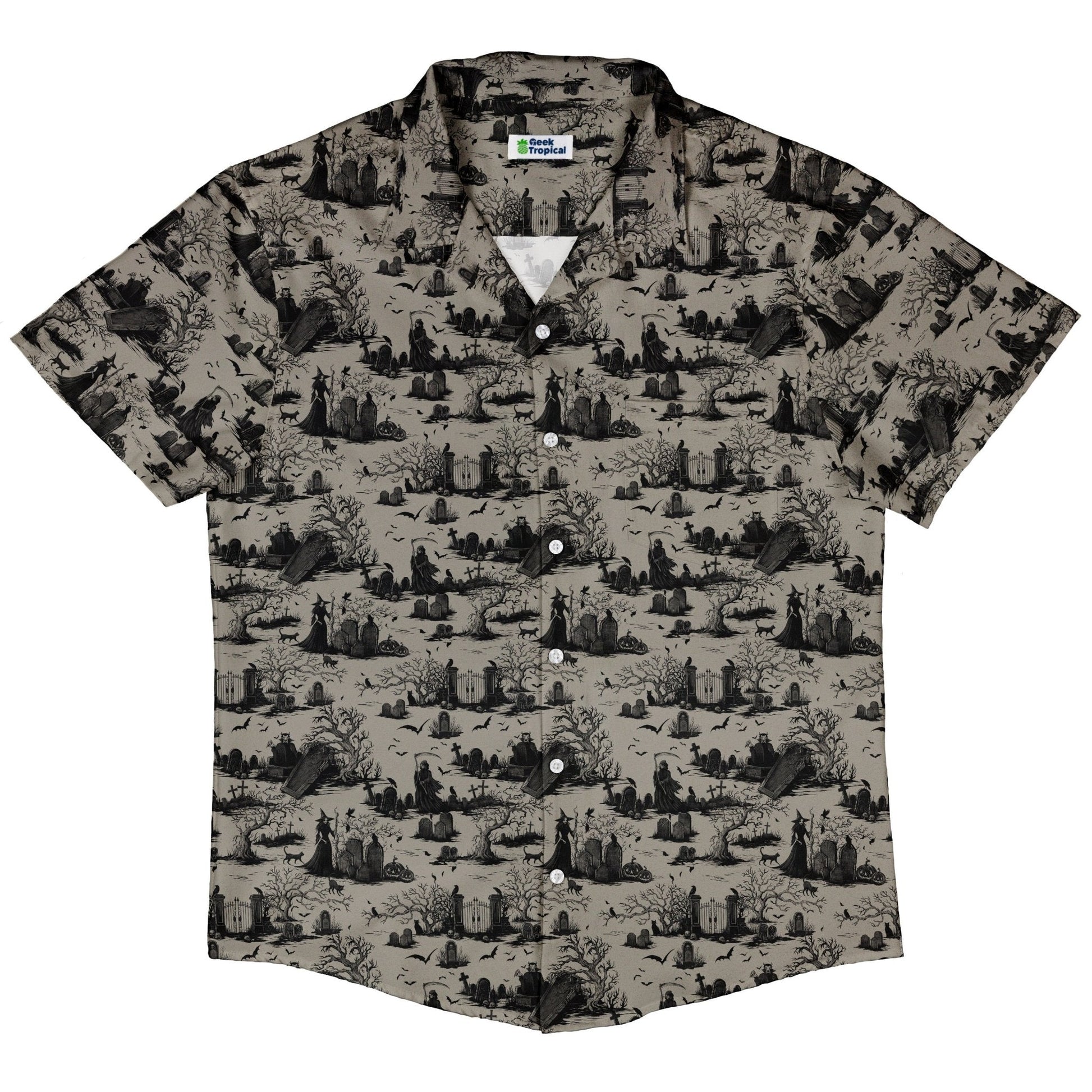 Haunted Graveyard Dark Button Up Shirt