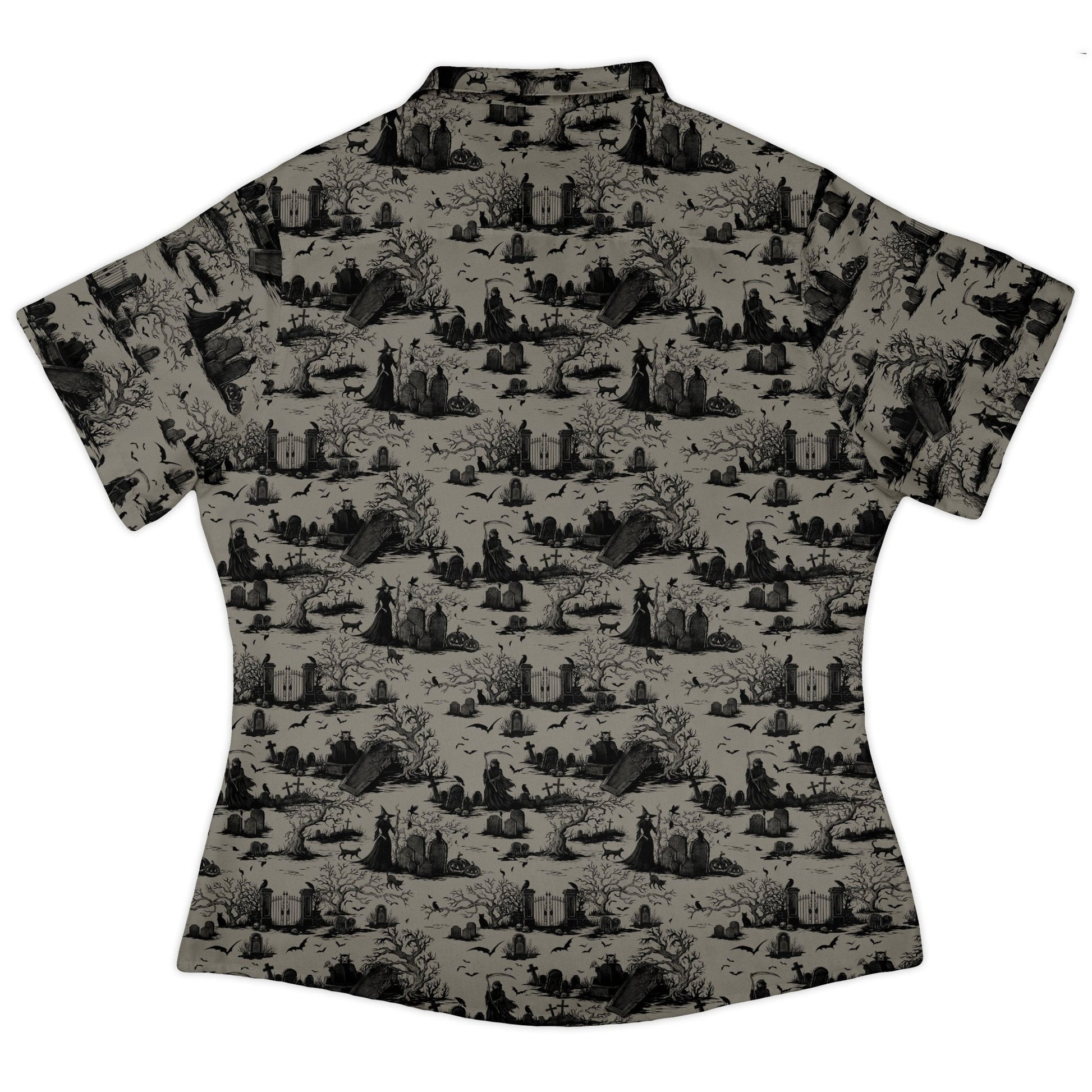 Haunted Graveyard Dark Curvy Button Up Shirt
