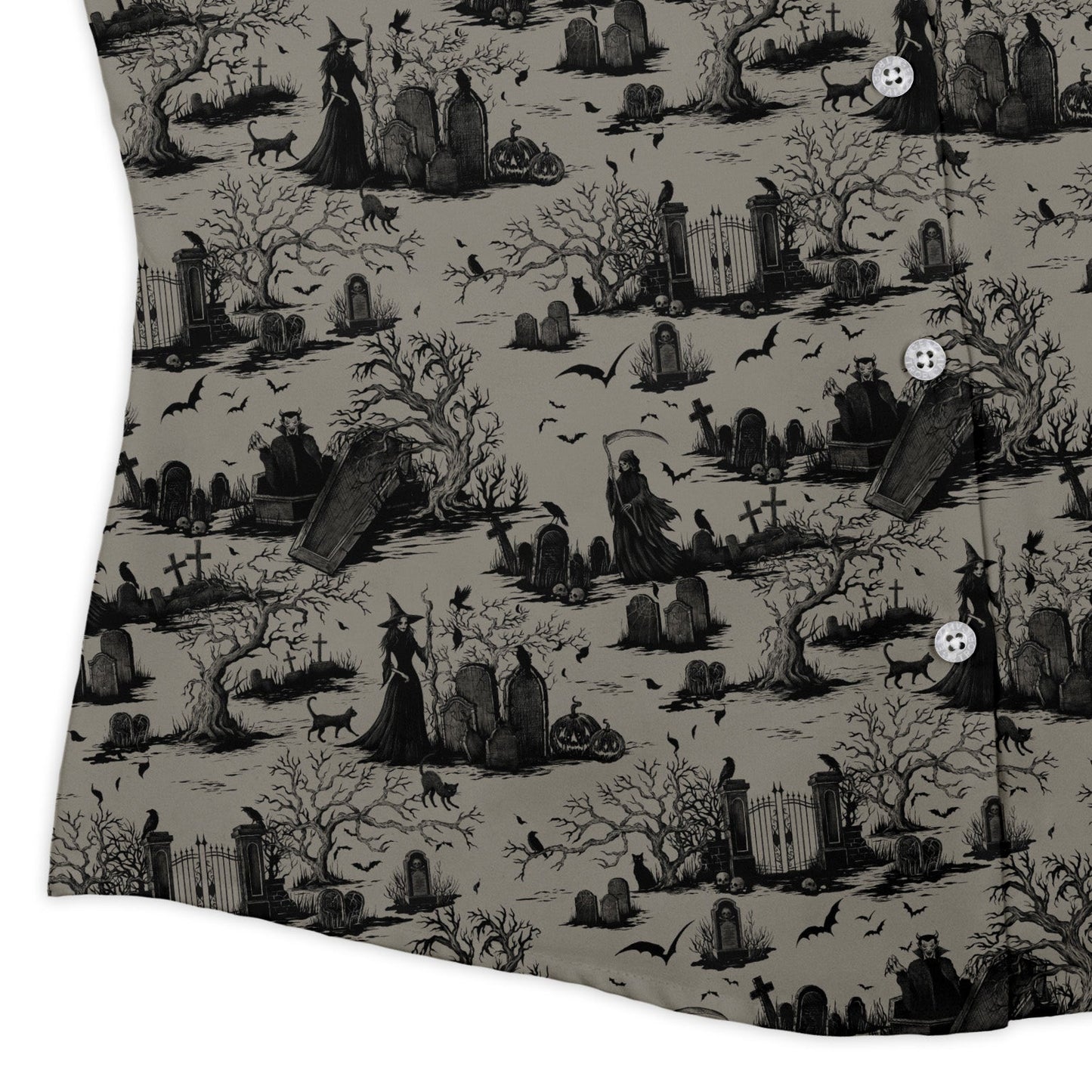 Haunted Graveyard Dark Curvy Button Up Shirt
