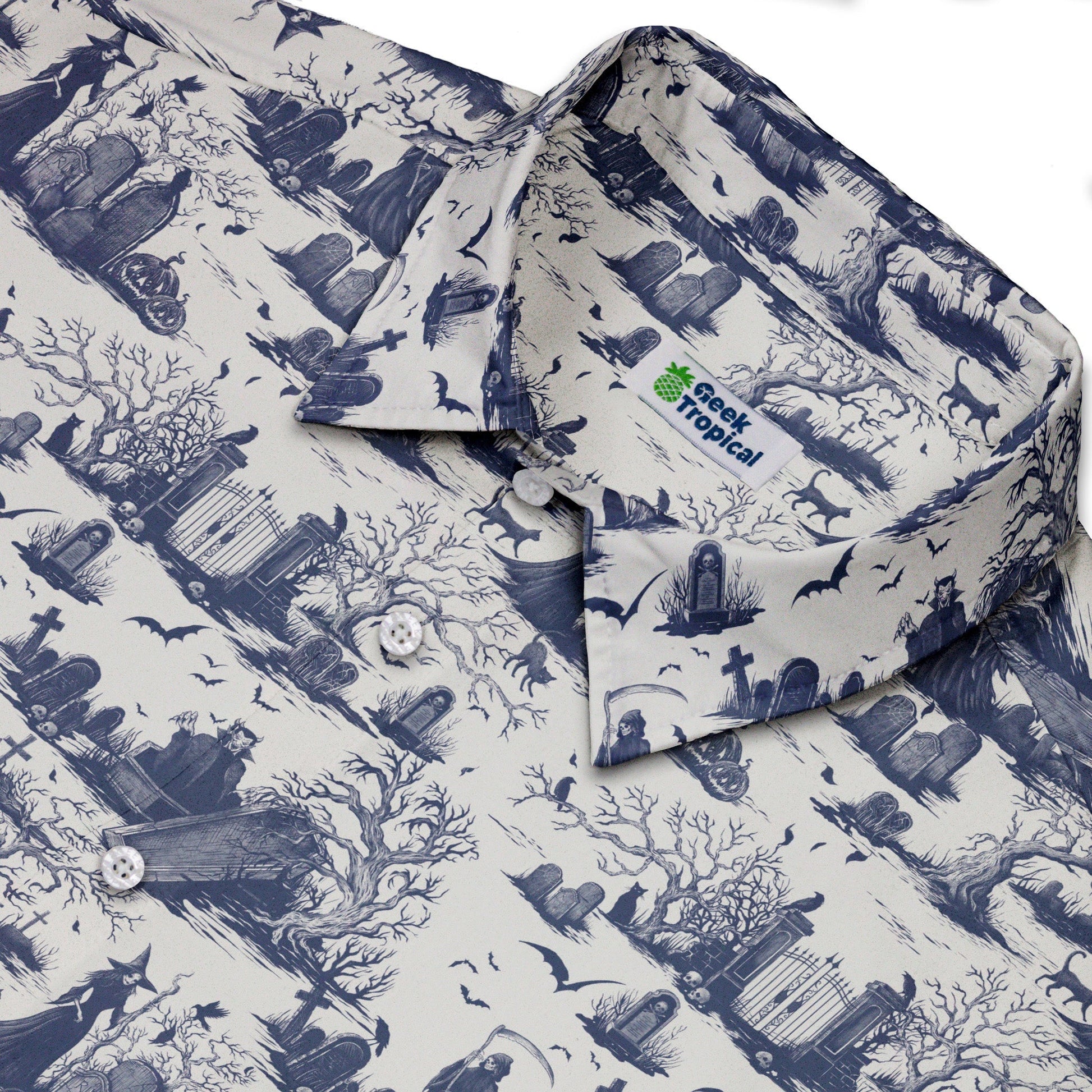 Haunted Graveyard Light Button Up Shirt