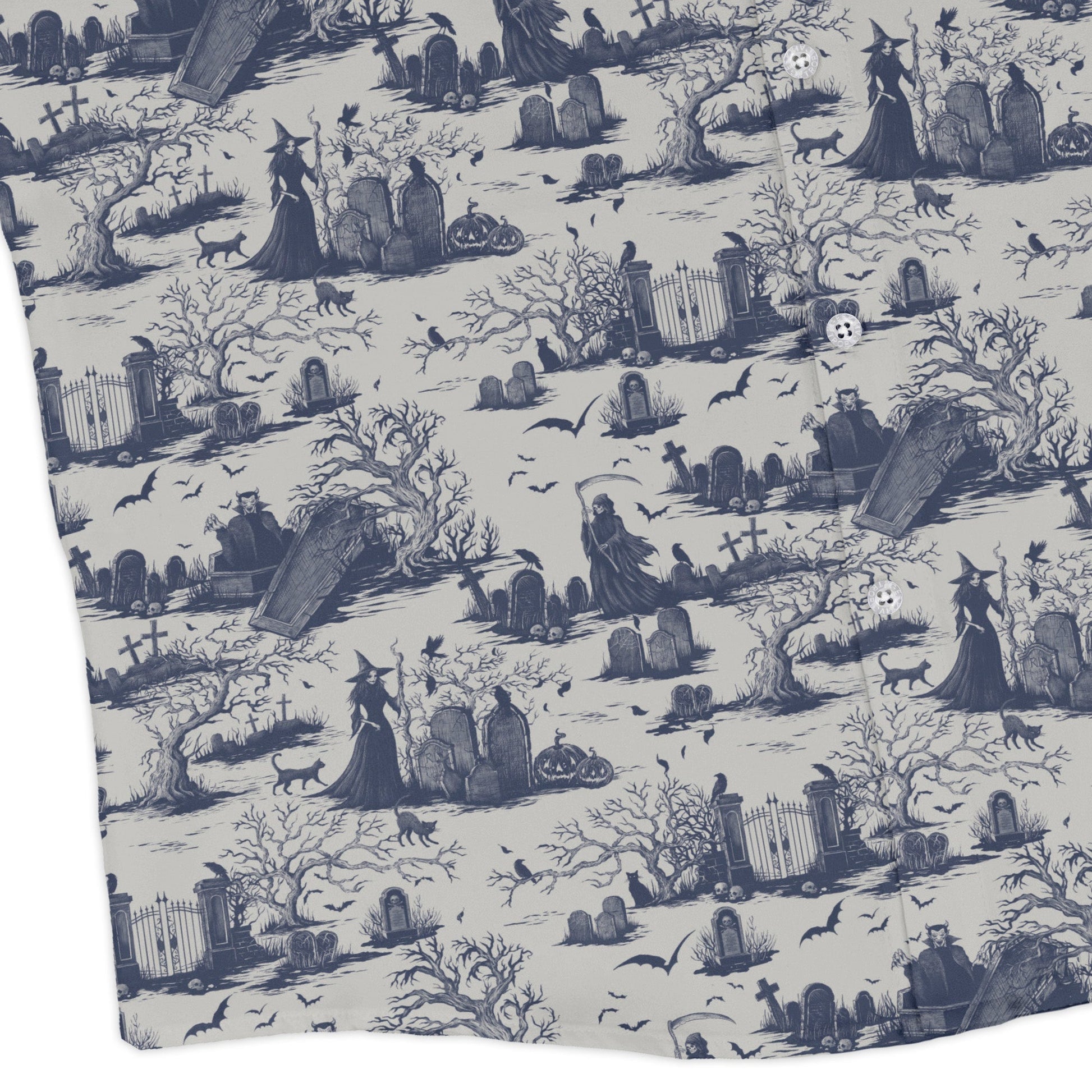 Haunted Graveyard Light Long Sleeve Button Up Shirt