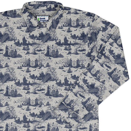 Haunted Graveyard Light Long Sleeve Button Up Shirt