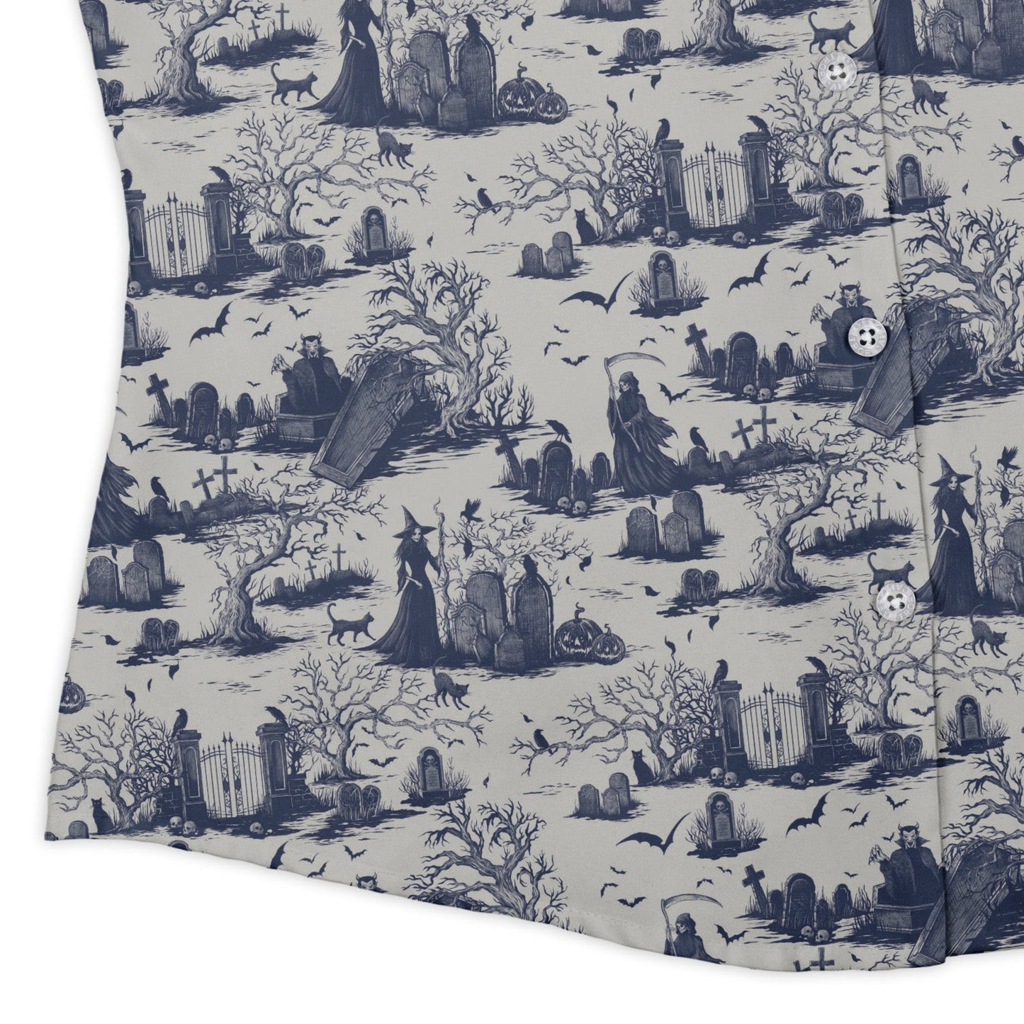 Haunted Graveyard Light Curvy Button Up Shirt