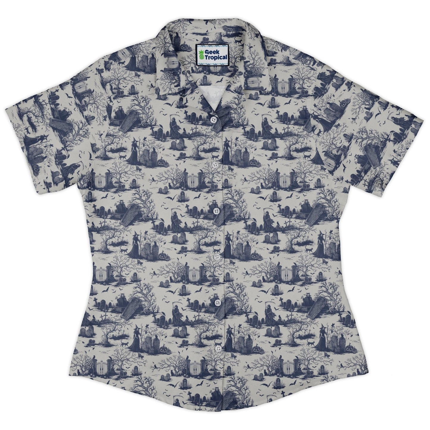 Haunted Graveyard Light Curvy Button Up Shirt