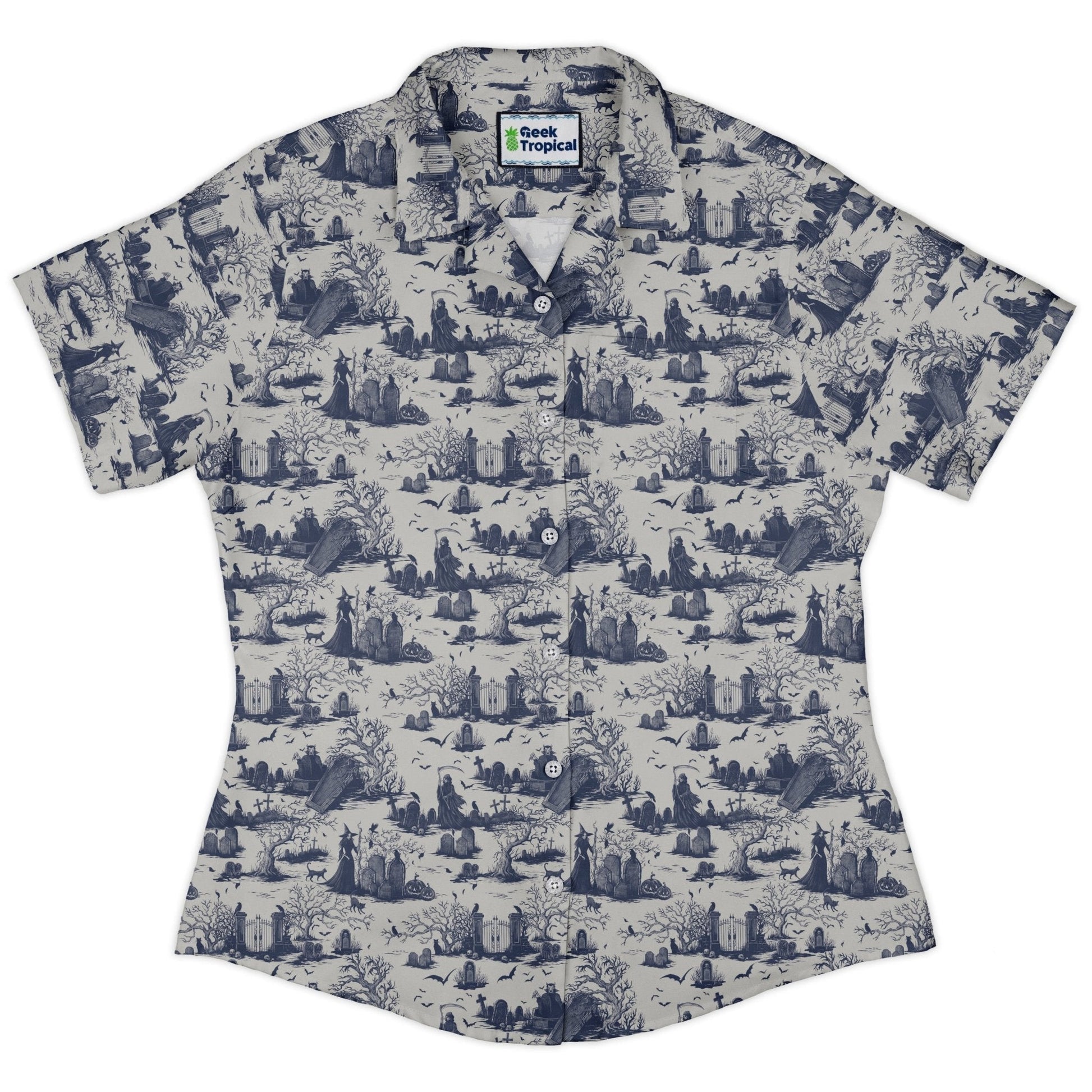 Haunted Graveyard Light Curvy Button Up Shirt