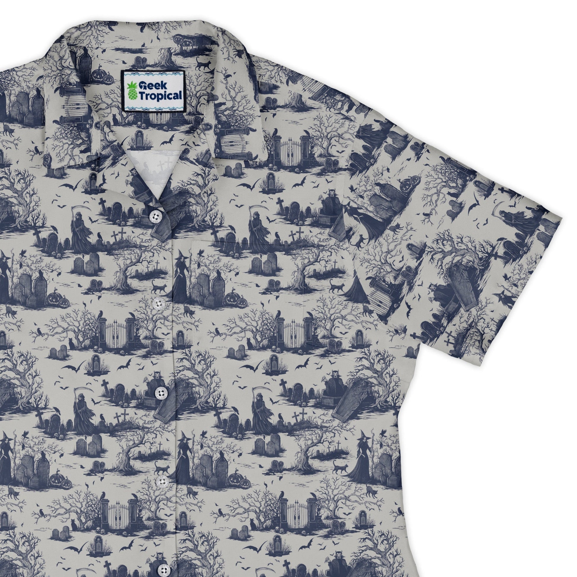 Haunted Graveyard Light Curvy Button Up Shirt