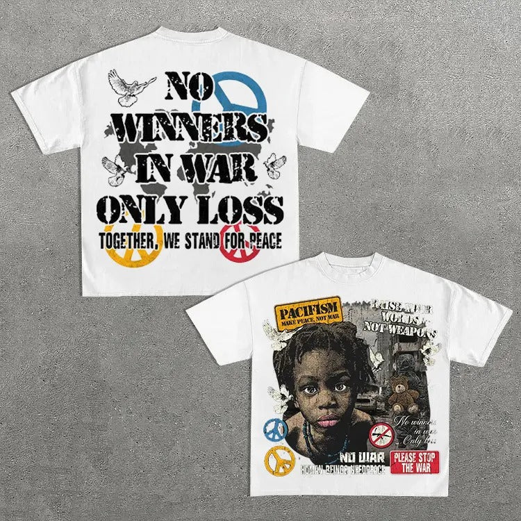 Human Beings Need Peace, Not War. Vintage Graphics Cotton T-Shirt