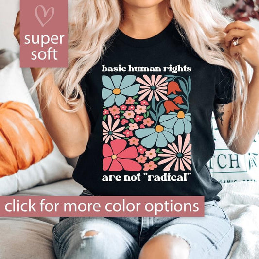Human Rights Shirt Political Tshirt for Democrat, Equality Womens Right T Shirt, Feminism Gifts, Floral Equality T-Shirt,...