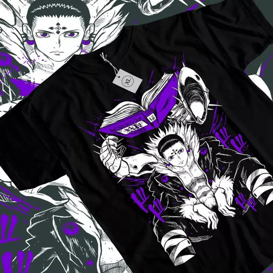 Hunter X Hunter Anime T-Shirt & Sweatshirt, Chrollo With Book Graphic Tee, Anime Manga Lover Gifts shirts guy Ball Cotton