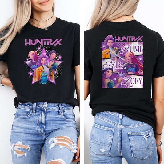 Huntrix t Shirt, Demon Hunters Shirt, Huntrix Girls T Shirt, Mira Rumi Joey Shirt, Demon Hunter Merch, Gift For Kpop Fan, Kpop Movie Shirt Youth and Adult T-Shirt