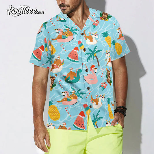 Christmas Santa Beach Summer Hawaiian Shirt