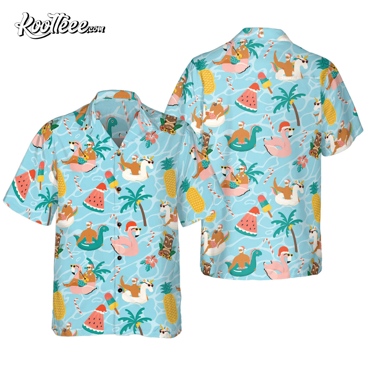 Christmas Santa Beach Summer Hawaiian Shirt