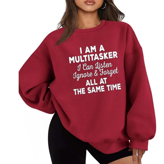 I Am A Multitasker I Can Listen Ignore & Forget Funny Sweater Casual Street Style Fleece Crewneck Pullover Sweatshirt Tops Trendy For Women For Men, Perfect Gift