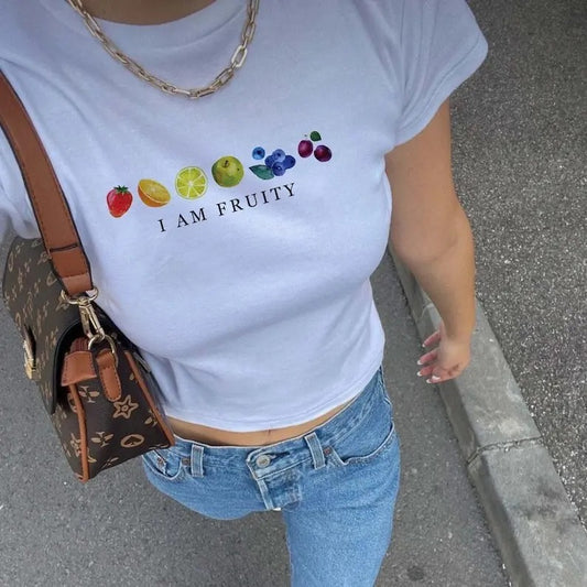 I Am Fruity Baby Tee, Lesbian Gay LBGTQ Pride Baby Fit Shirt, Baby Crop Tee, Pride Aesthetic Shirt Hoodie, Sweatshirt