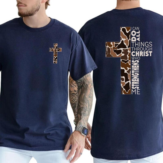 I Can Do All Things Through Christ Tee Cotton Casual Street Style Crew Neck Short Sleeve T-Shirt Top for Unisex Hoodie,...