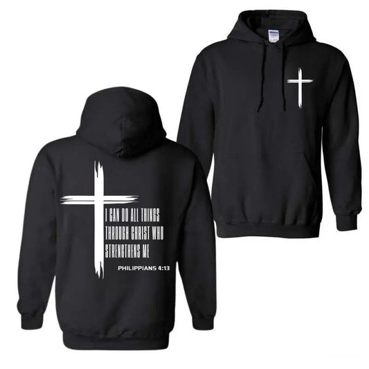 I Can Do All Things Through Christ Who Strengthen Me Hoodie, Men's Christ Cross Shirt,   Men Clothing for Fall & Winter,...