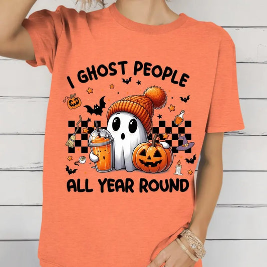I Ghost People All Year Around Halloween Shirt.  Casual Everyday Relaxed Halloween Unisex T-Shirt.