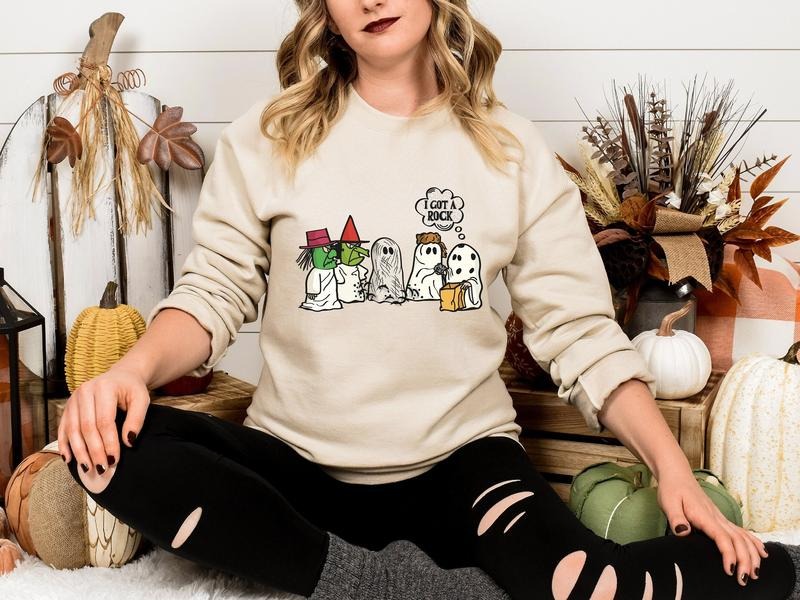I Got A Rock Halloween Custom Meme Sweatshirt | Funny Ghost Hoodie | Spooky Sweat | T-Shirts | InkThreadWorks.com