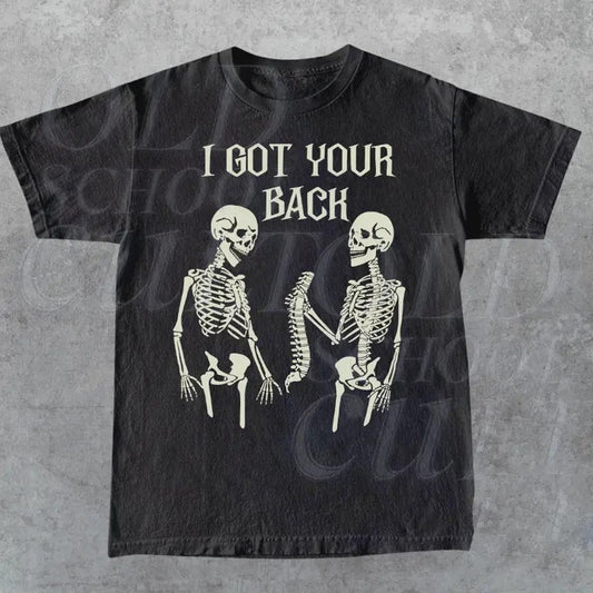 I Got Your Back Skeleton T-Shirt, Funny Skull Shirt, Vintage Skellie Y2k Tee, Vintage Graphic Shirt, Halloween Quote Gift, Skeleton Lovers