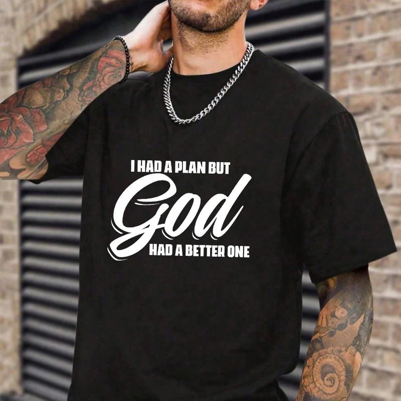 I Had A Plan But God Had A Better One Shirt Casual Style Crew Neck Short Sleeve T-Shirt Tops Trendy for Unisex, Perfect...