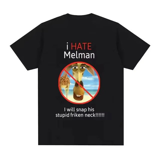 I Hate Melman Meme Vintage Graphic Tee, I Will Snap His Stupid Friken Neck Funny Tshirt Men Women Casual Cotton Oversized T Shirts Streetwear Tshirt