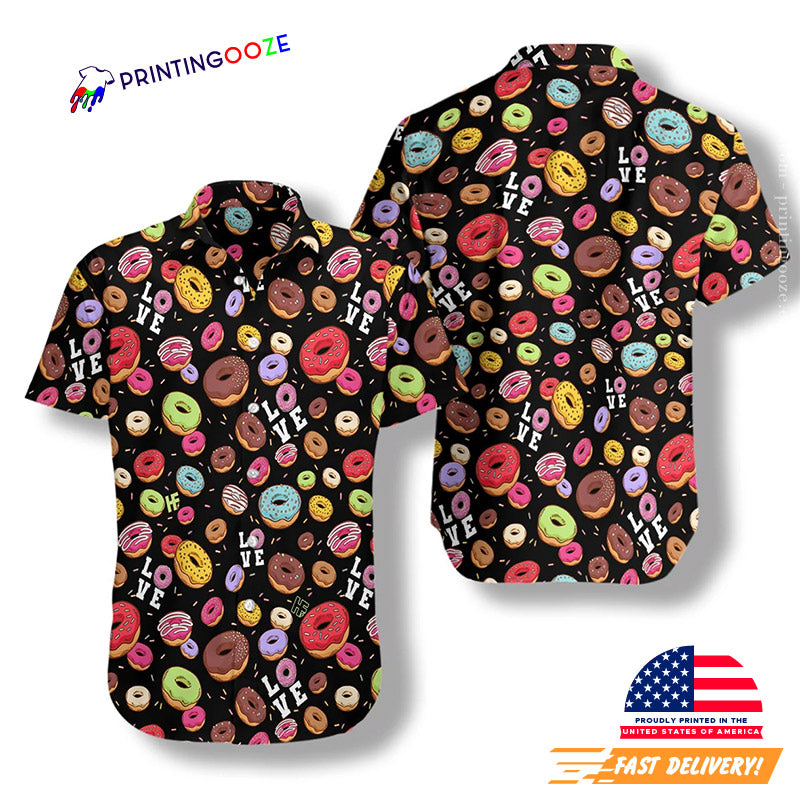 I Love Donut Black Hawaiian Shirt