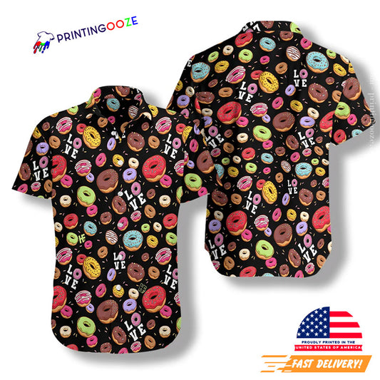 I Love Donut Black Hawaiian Shirt