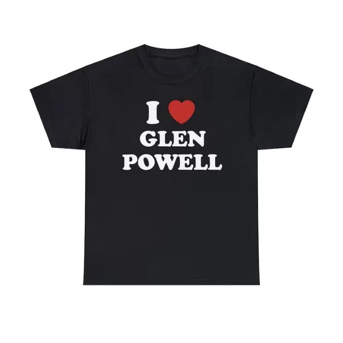 I Love Glen Powell Unisex Tee, Glen Powell Shirt Menswear Top Hoodie, Sweatshirt | InkThreadWorks.com