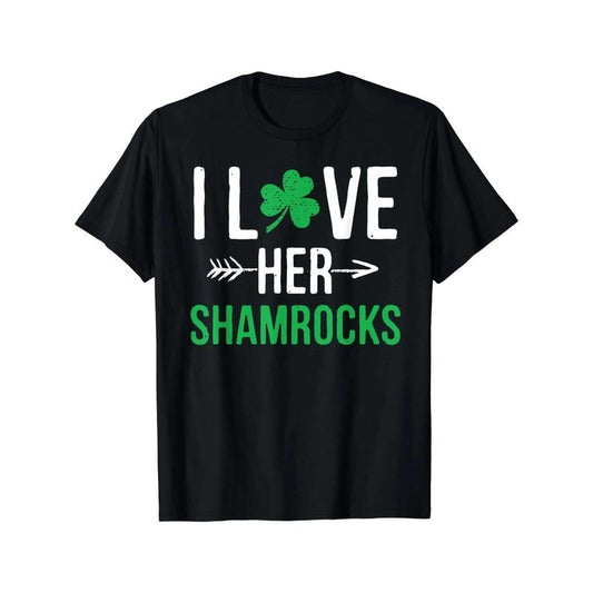 I Love Her Shamrocks T-Shirt St Patrick'S Day Couples Gifts T-Shirt Made in USA Hoodie, Sweatshirt | InkThreadWorks.com