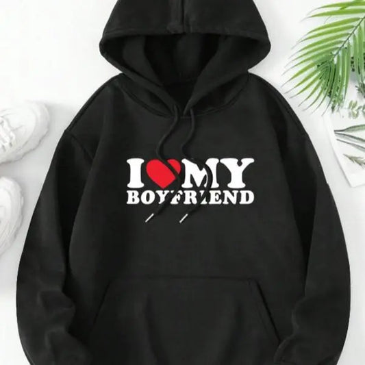 I Love My Boyfriend Graphic Hoodie, Hoodies Trendy, Valentine Shirt, Heart Shirt, Valentines Day Sweatshirt