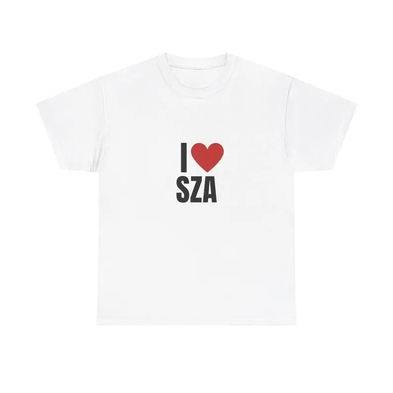 I Love SZA Heavy T-Shirt, Unisex, Gift, Graphic T Shirt, Gift For Him, Gift For Her, Menswear Cotton Classic Casual Basic Short Sleeve