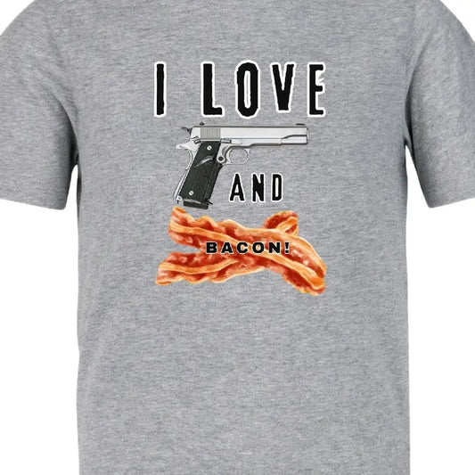 I Love guns and bacon. T-shirt Menswear Crewneck Casual men funny t shirt Hoodie, Sweatshirt | InkThreadWorks.com