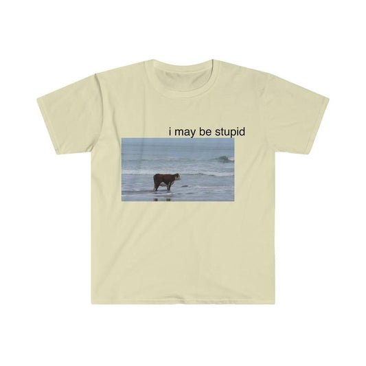 I May Be Stupid Cow on Beach Funny Meme  T-shirt, sweater and Hoodie Sweatshirt | InkThreadWorks.com