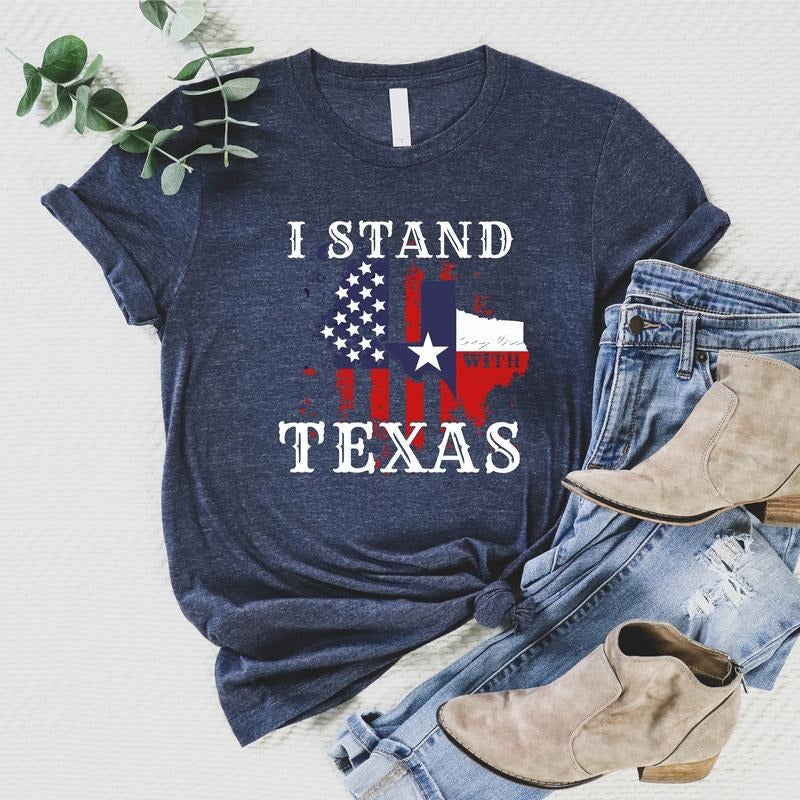 I Stand Texas Shirt, Political T-shirt, American Flag Texas Map Tee, Unisex Election Short Sleeve, Matching Texas Support Shirt.