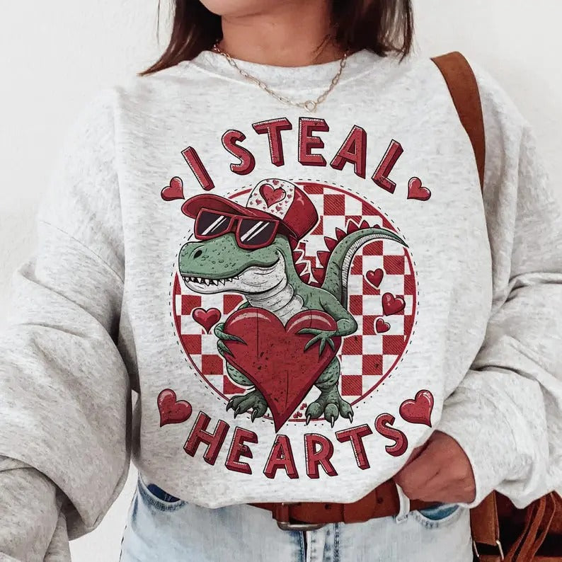 I Steal Hearts Sweatshirt, Valentines Day Sweatshirt_Sweatshirt Gift For Woman and Man Unisex Sweatshirt