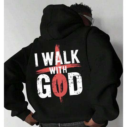 I Walk With God 2 Side Hoodie Casual Street Style Fleece Pullover Hooded Sweatshirt Tops Trendy for Women for Men,...
